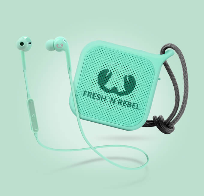 Fresh‘n'Rebel Wireless In-Ear Bluetooth Headphones + Rockbox Pebble Speaker Teal