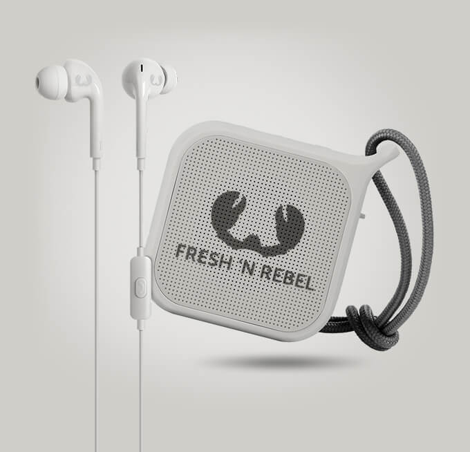 Fresh‘n'Rebel Wireless In-Ear Bluetooth Headphones + Rockbox Pebble Speaker Grey