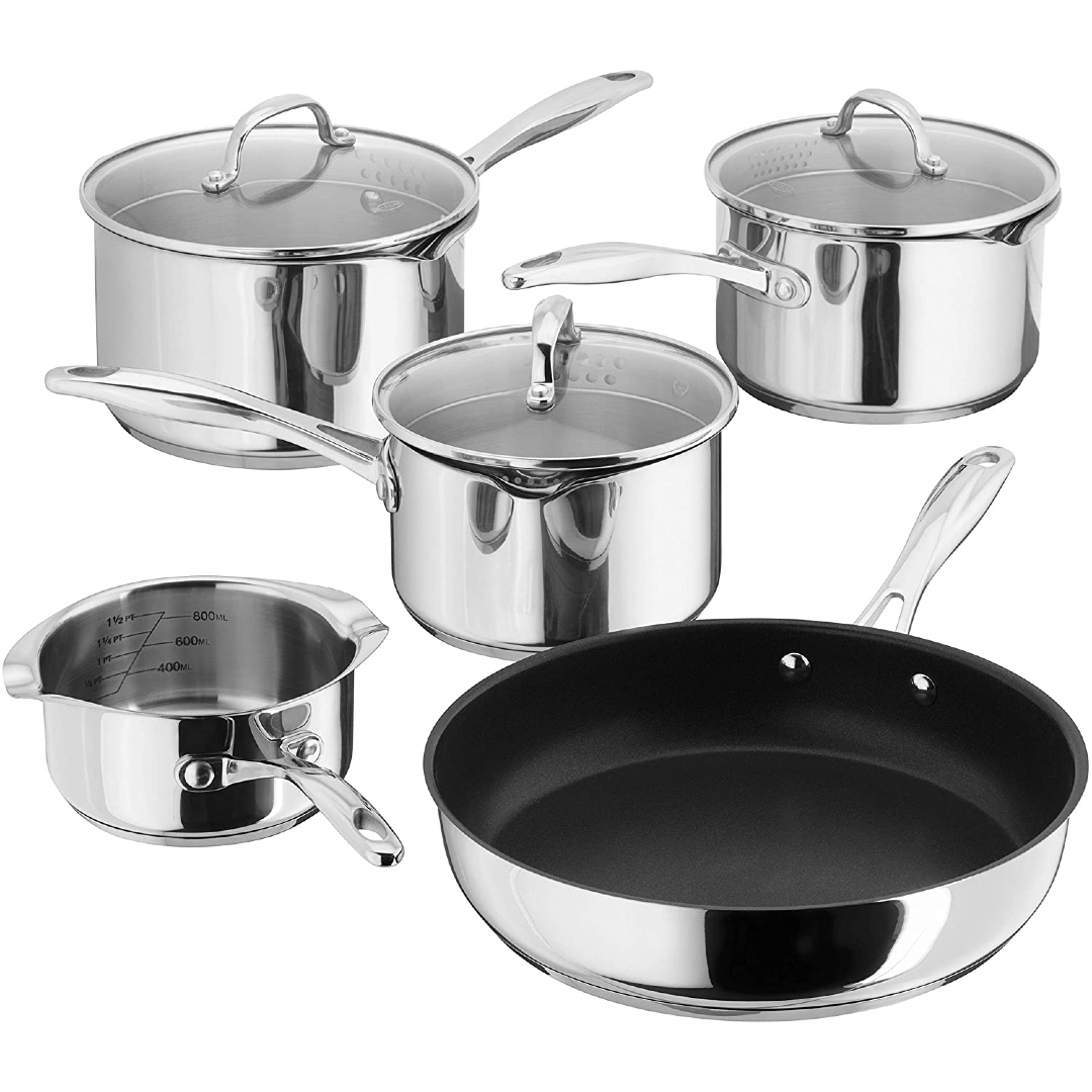 Stellar 7000 S7C1D Set of 5 Stainless Steel Draining Saucepans