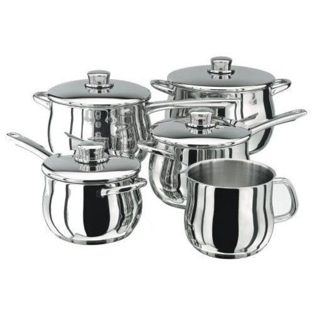Stellar 1000 S1F4B Set of 5 Stainless Steel Draining Saucepans