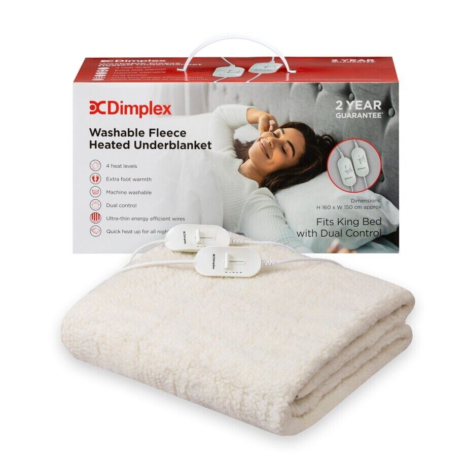Dimplex Washable Fleece Heated Under Blanket King Size Bed Dual Control
