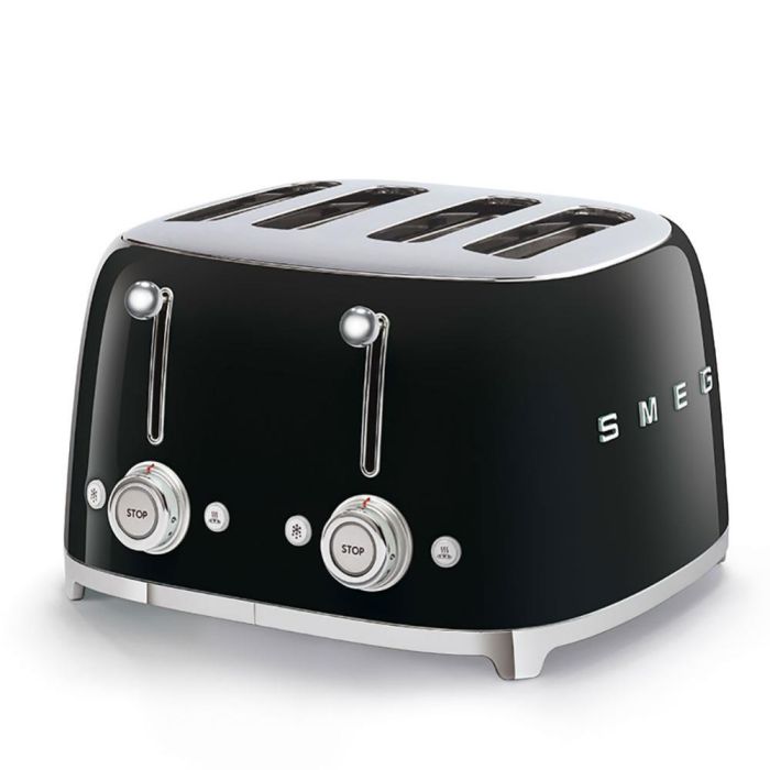 Smeg TSF03BLUK Gloss Black 4 Slice Toaster
